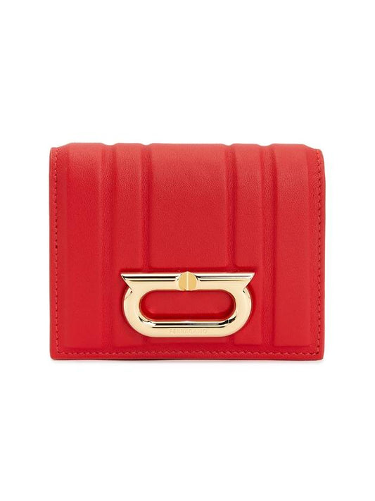 New Gancini Leather Half Wallet Red - SALVATORE FERRAGAMO - BALAAN 2