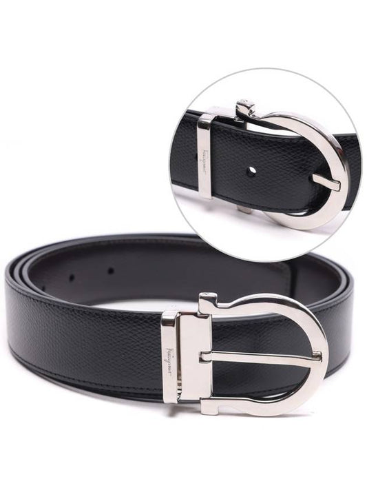 Gancini Reversible Leather Belt Black - SALVATORE FERRAGAMO - BALAAN 2