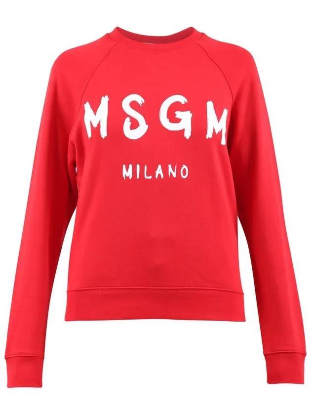 Milano Brushed Logo Print Sweatshirt Red - MSGM - BALAAN 1