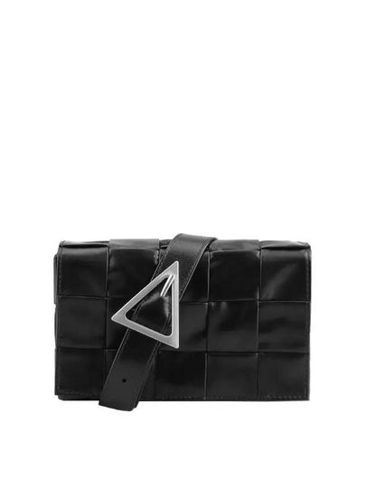 Cassette Intrecciato Small Leather Cross Bag Black - BOTTEGA VENETA - BALAAN 2