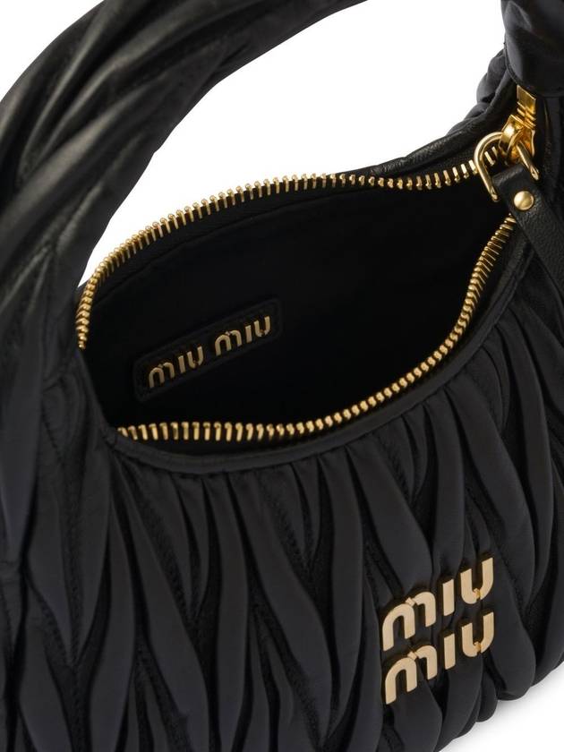 Wander Matelasse Nappa Leather Mini Hobo Tote Bag Black - MIU MIU - BALAAN 6