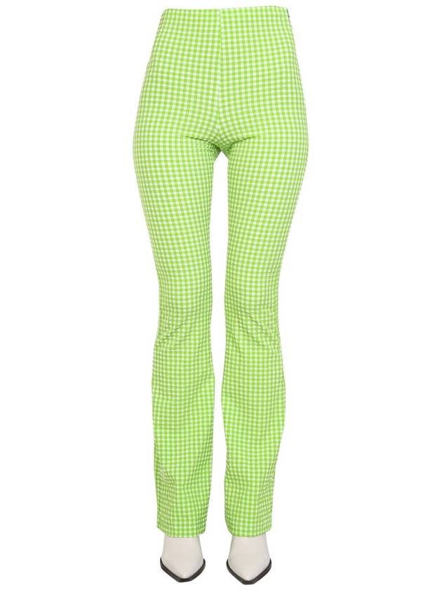 Women's Check Flare High Waist Pants Green - MSGM - BALAAN 2