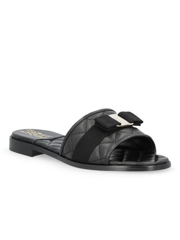 Vara Quilted Slippers Black - SALVATORE FERRAGAMO - BALAAN 3