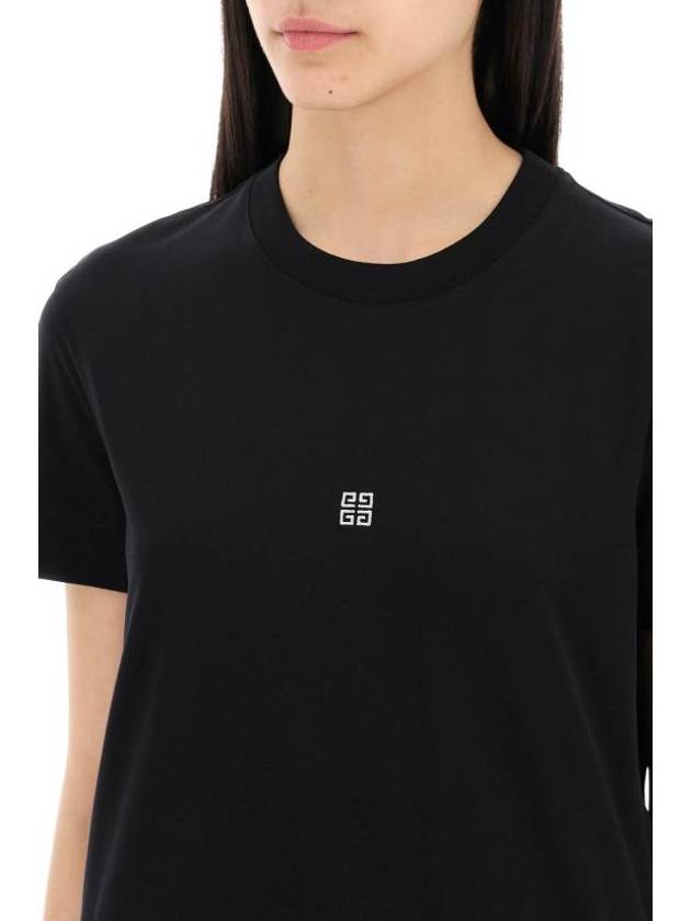 Embroidered Logo Cotton Short Sleeve T-Shirt Black - GIVENCHY - BALAAN 5