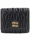 Matelasse Logo Nappa Leather Half Wallet Black - MIU MIU - BALAAN 2