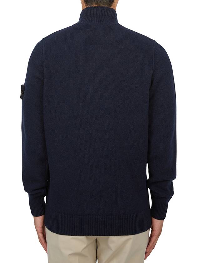 Wappen Patch Half Button Lambswool Knit Top Navy - STONE ISLAND - BALAAN 4