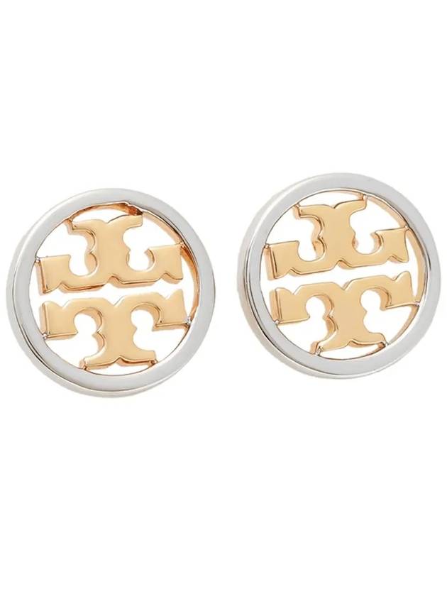 Miller Stud Earrings Silver Gold - TORY BURCH - BALAAN 3