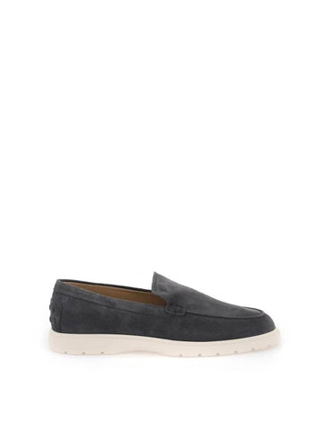 Suede Slipper Loafers Dark Grey - TOD'S - BALAAN 1