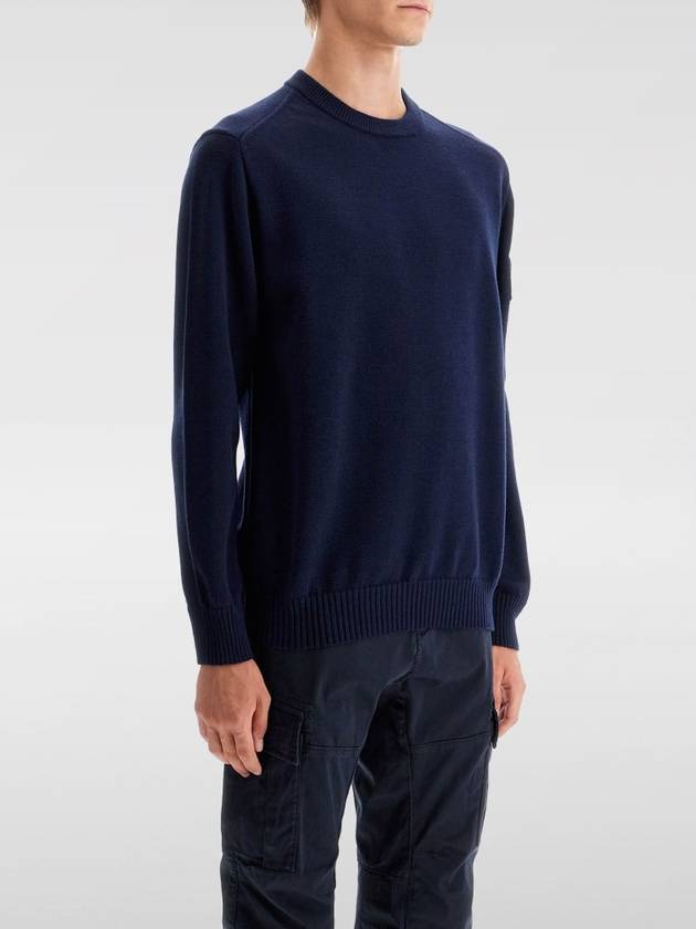 Merino Wool Crew Neck Knit Top Navy - CP COMPANY - BALAAN 5