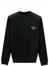 Triangular logo round sweatshirt black men s UJL21A 1U77 F0002 TJ - PRADA - BALAAN 1