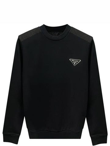 Triangular logo round sweatshirt black men s UJL21A 1U77 F0002 TJ - PRADA - BALAAN 1