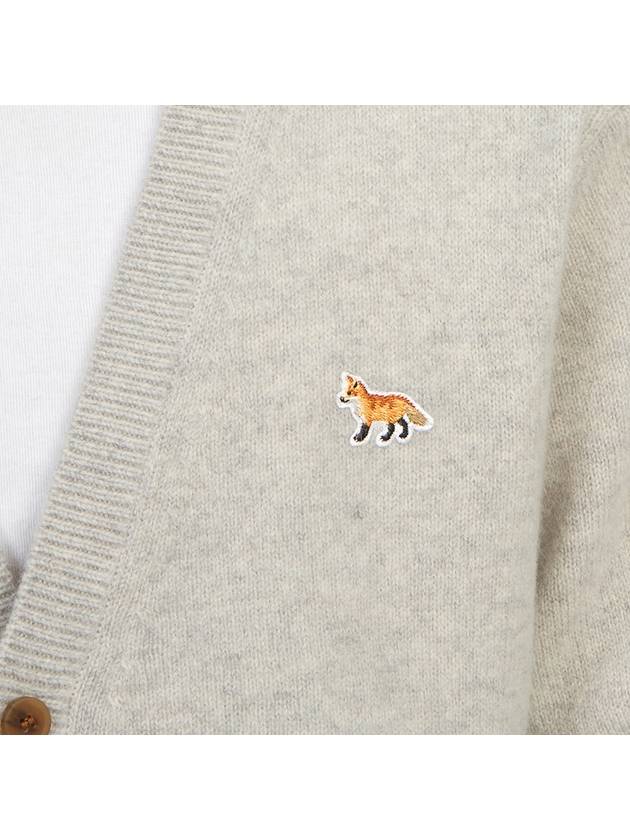 Baby Fox Patch V-neck Cardigan Light Grey - MAISON KITSUNE - BALAAN 9