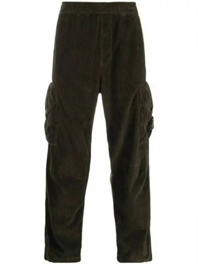 Corduroy Cotton Cargo Straight Pants Olive - STONE ISLAND - BALAAN 2