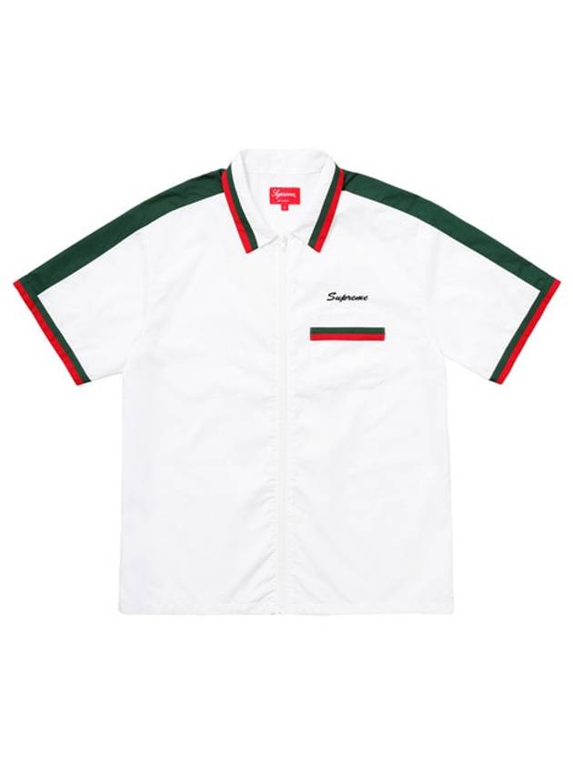 zip up work shirt white ZIP UP WORK SHIRT - SUPREME - BALAAN 1