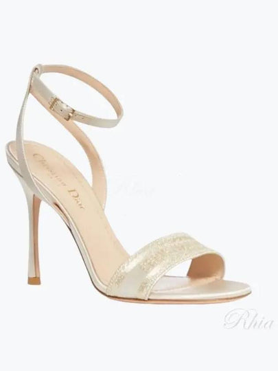 Dway Metallic Thread Embroidered Satin Sandal Heels Gold - DIOR - BALAAN 2