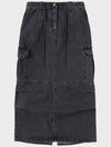 Denim Cargo A Line Skirt Grey - NOIRER FOR WOMEN - BALAAN 3