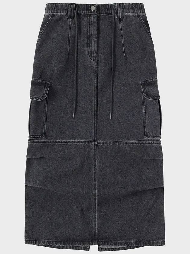 Denim Cargo A Line Skirt Grey - NOIRER FOR WOMEN - BALAAN 3