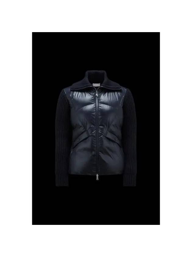 Padded Wool Cardigan Navy - MONCLER - BALAAN 1