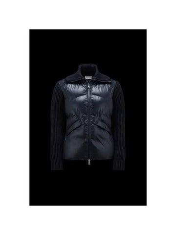 Padded Wool Cardigan Navy - MONCLER - BALAAN 1