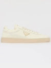 Leather Low Top Sneakers Ivory - PRADA - BALAAN 4