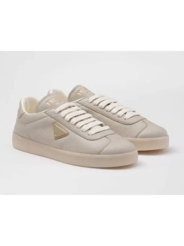 Leather Low Top Sneakers Pumice Stone - PRADA - BALAAN 2