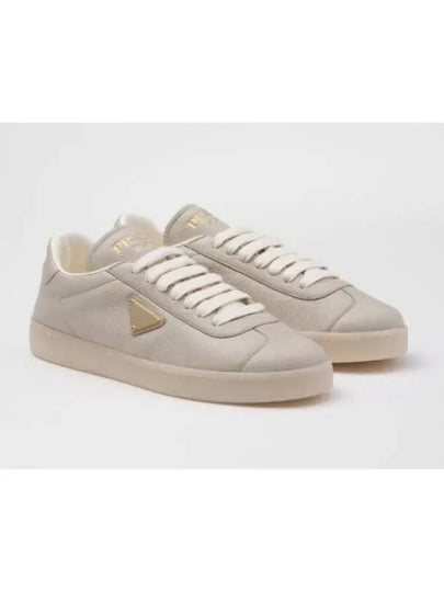 Leather Low Top Sneakers Pumice Stone - PRADA - BALAAN 2