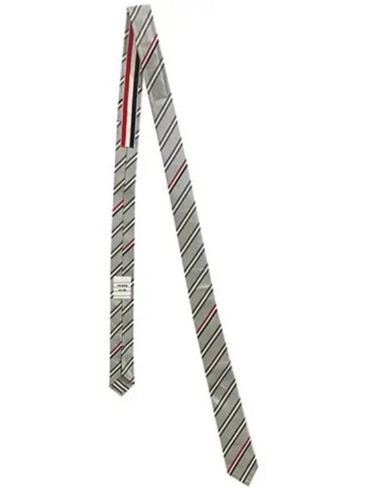 Striped Jacquard Silk Tie Grey - THOM BROWNE - BALAAN 2