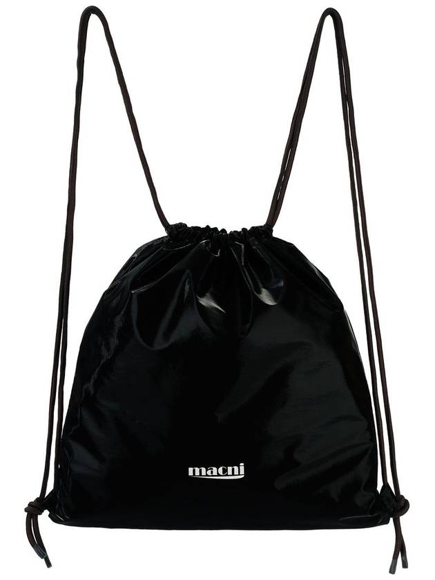 DRAWSTRING GLOSSY BACKPACK BLACK - MACNI - BALAAN 1