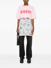 Logo Cotton Crop Short Sleeve T-Shirt Pink - MARNI - BALAAN 3