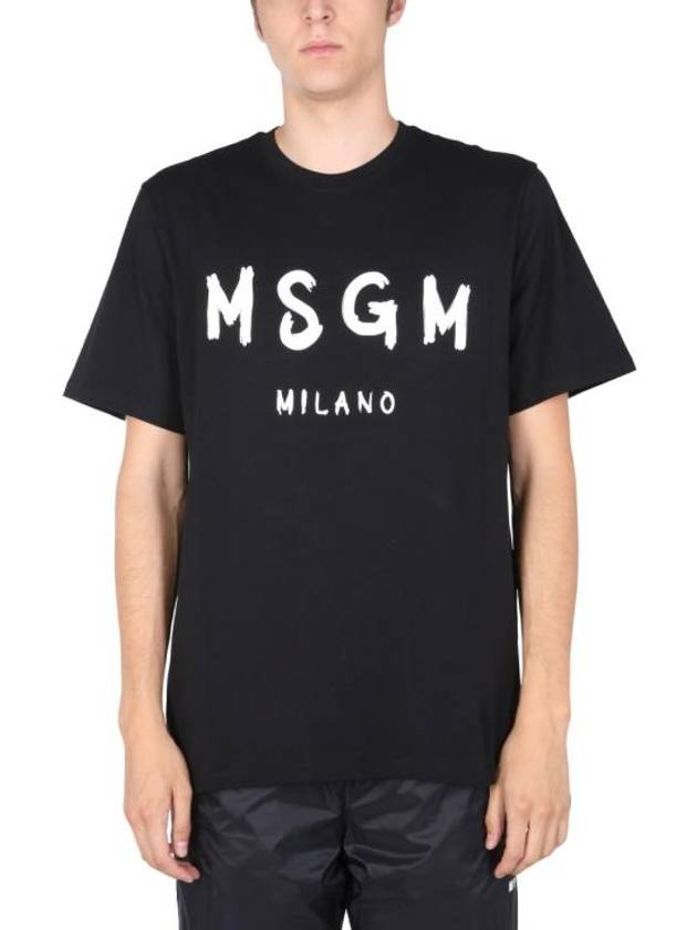 Brushed Logo Short Sleeve T-Shirt Black - MSGM - BALAAN 3