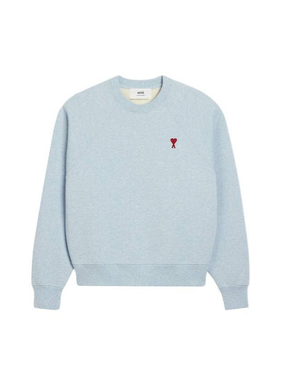 Cotton Heart Logo Sweatshirt Blue - AMI - BALAAN 2