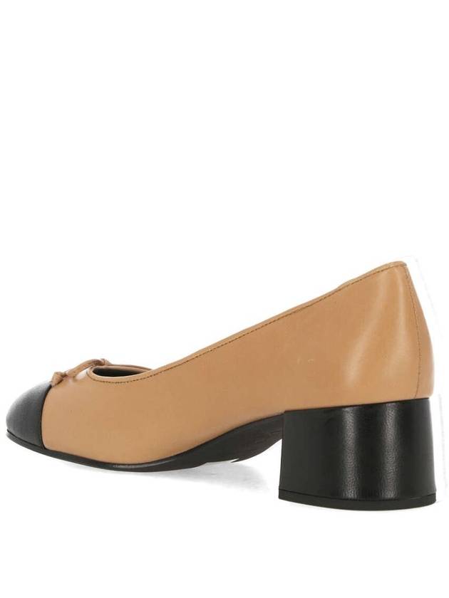 Cap Toe Logo Nappa Leather Pumps Beige - TORY BURCH - BALAAN 3