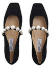 Women s Ade Suede Flat Shoes SZR BLACK WHITE - JIMMY CHOO - BALAAN 6