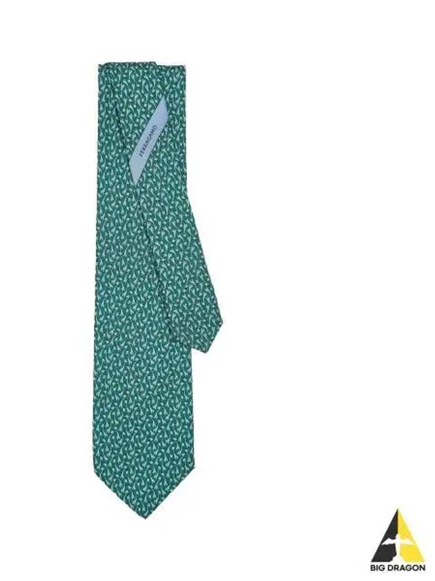 Giraffe Print Silk Tie Green - SALVATORE FERRAGAMO - BALAAN 2