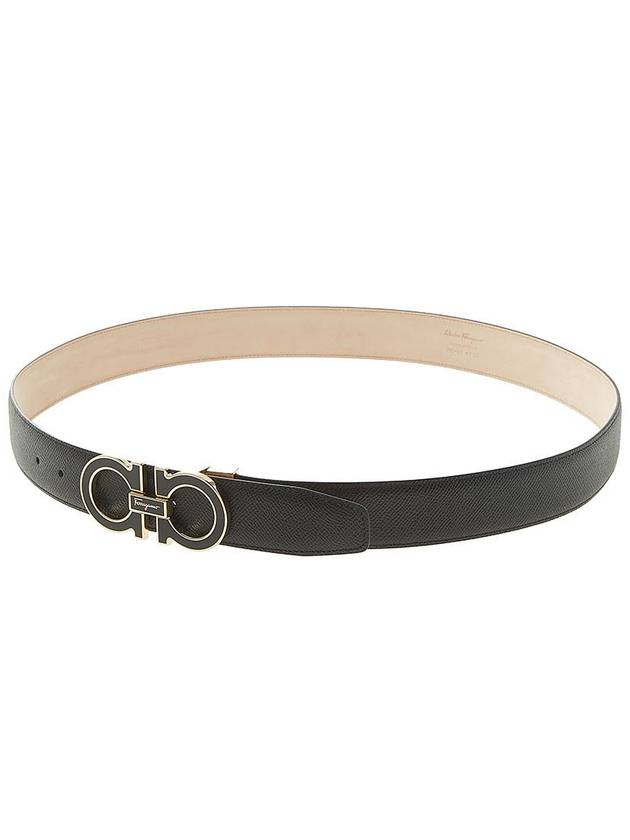 Gancini Metal Logo Leather Belt Black - SALVATORE FERRAGAMO - BALAAN 6