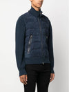 Front Zip  Down Suede Jacket Ink Blue - TOM FORD - BALAAN 3