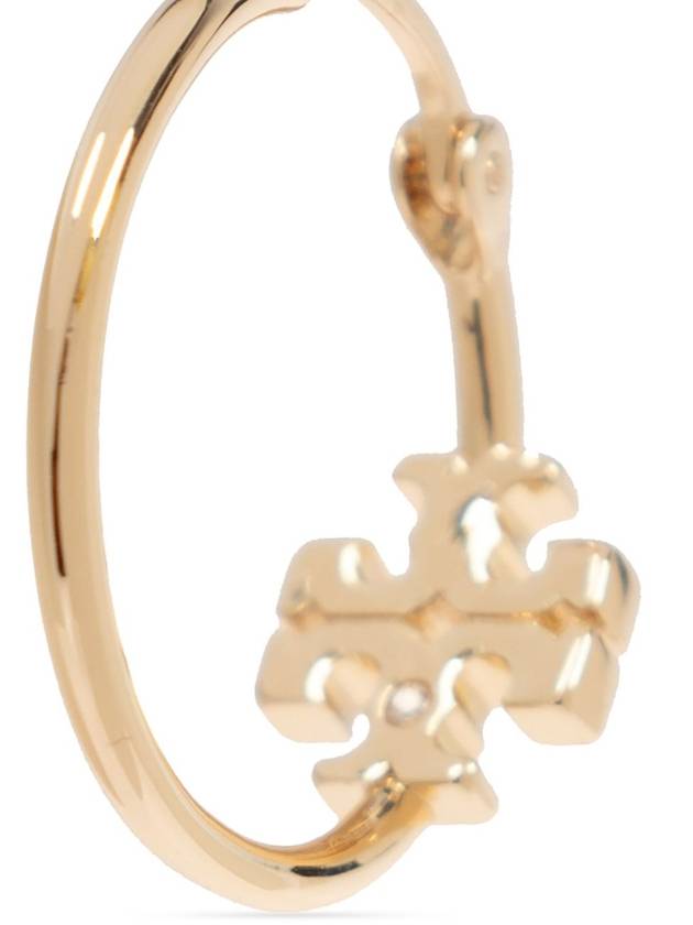 Logo Sculpted Hoop Earrings Gold - TORY BURCH - BALAAN 4