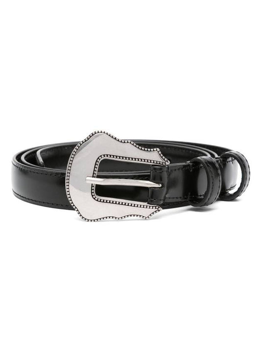Metal Buckle Leather Belt Black - CELINE - BALAAN 1
