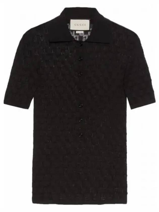 GG Cotton Silk Blend Polo Shirt Black - GUCCI - BALAAN 2