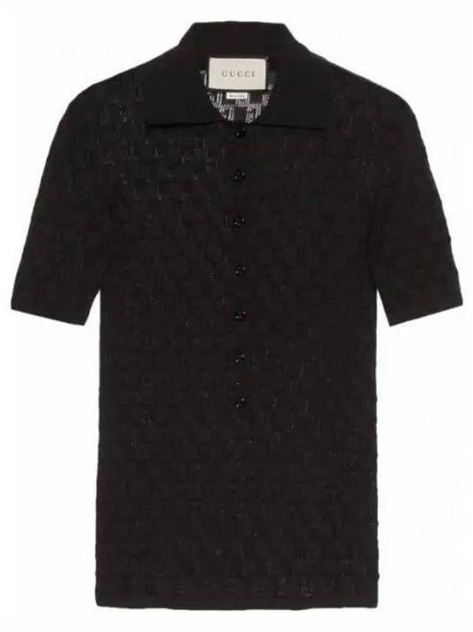 GG Cotton Silk Blend Polo Shirt Black - GUCCI - BALAAN 2