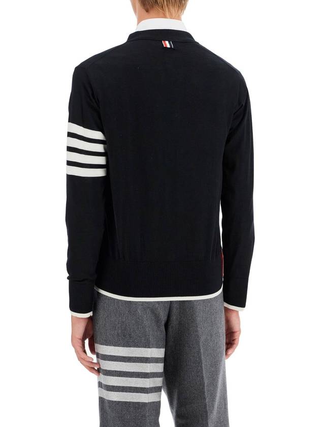 Wool 4-Bar Cardigan Black - THOM BROWNE - BALAAN 4