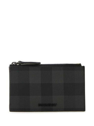 Check Zip Card Wallet Grey - BURBERRY - BALAAN 1