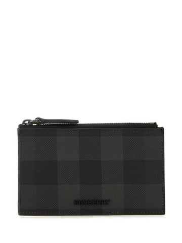 Check Zip Card Wallet Grey - BURBERRY - BALAAN 1