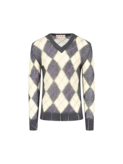 Geometric Pattern V-Neck Knit Top - MARNI - BALAAN 2