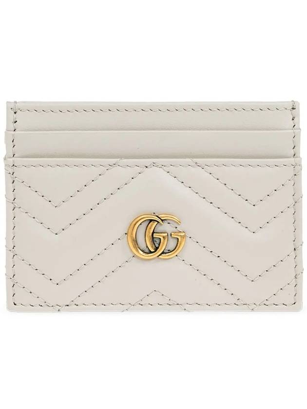 GG Marmont Matelasse Leather Card Wallet Light Grey - GUCCI - BALAAN 2