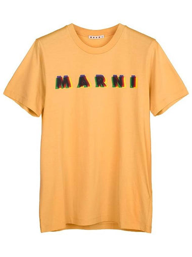 3D Logo Print Cotton Short Sleeve T-Shirt Tangerine - MARNI - BALAAN 1