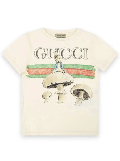 Kids Peter Rabbit Mushroom Print Short Sleeve T-Shirt Off-White - GUCCI - BALAAN 2