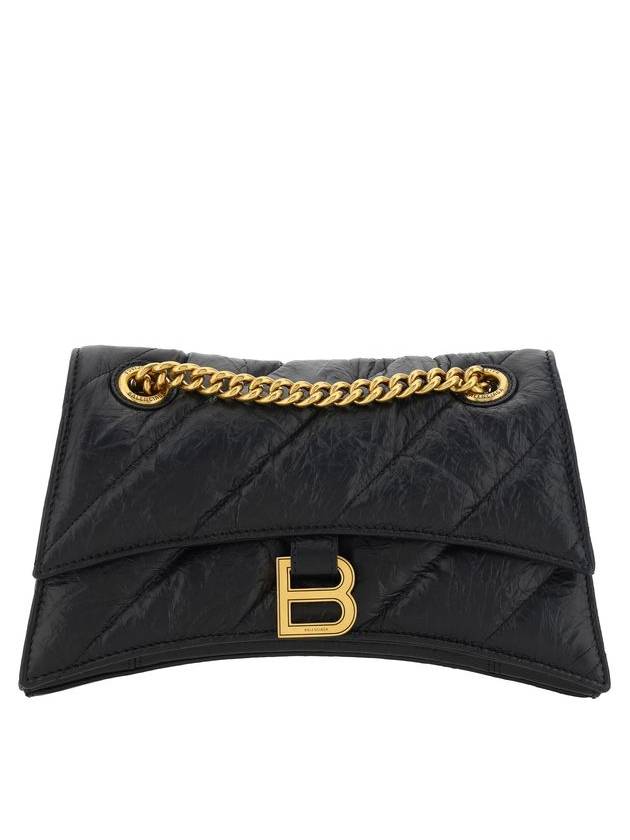 Women's Crush Logo Gold Chain Small Shoulder Bag Black - BALENCIAGA - BALAAN 2