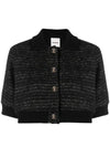 Women's Cropped Tweed Jacket Black - SANDRO - BALAAN 1