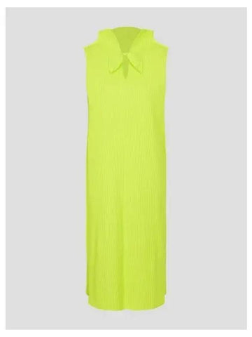 Leaf pleated dress one piece citrus green domestic product GM0024080169837 - ISSEY MIYAKE - BALAAN 1